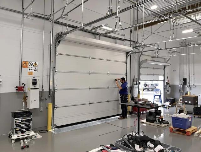 Commercial garage door repair being performed by Pico Rivera Garage Door Repair expert in Pico Rivera
