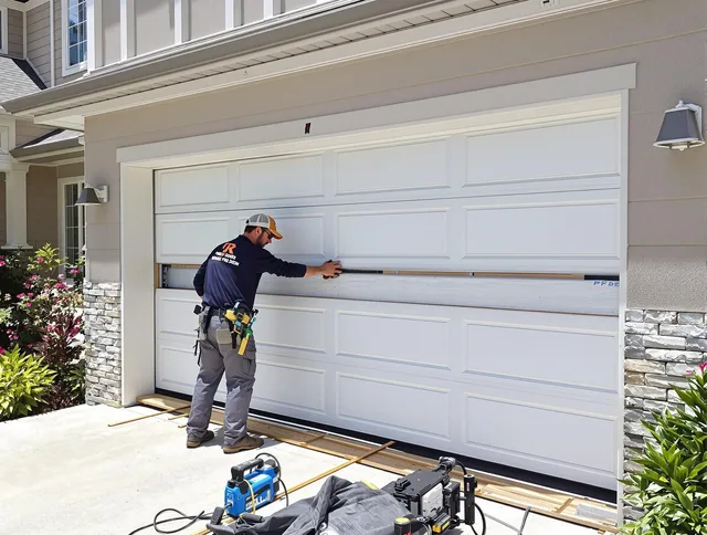 Pico Rivera Garage Door Repair team performing complete garage door replacement at Pico Rivera residence